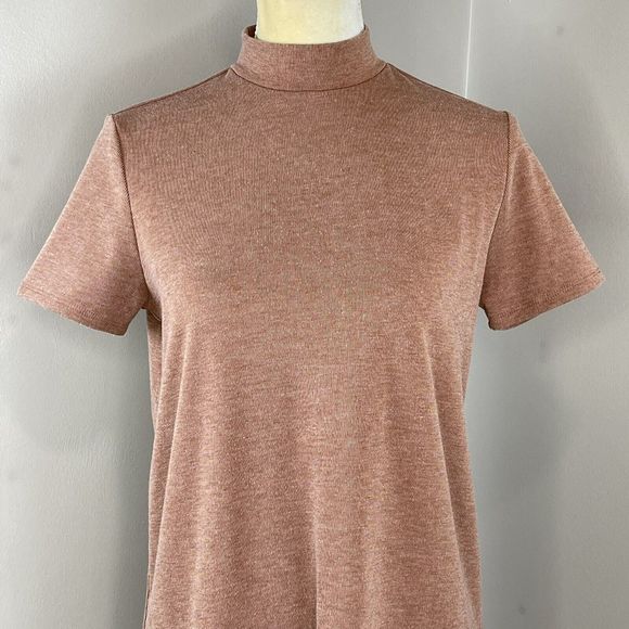 Women Dress Shirt Small Brown Stretch short sleeve Forever 21 Mini Shift - Picture 5 of 10